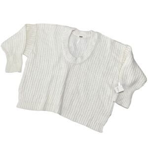 Free People Women's Sweater Cream Scoop Neck Knit Oversized Size Small NWT